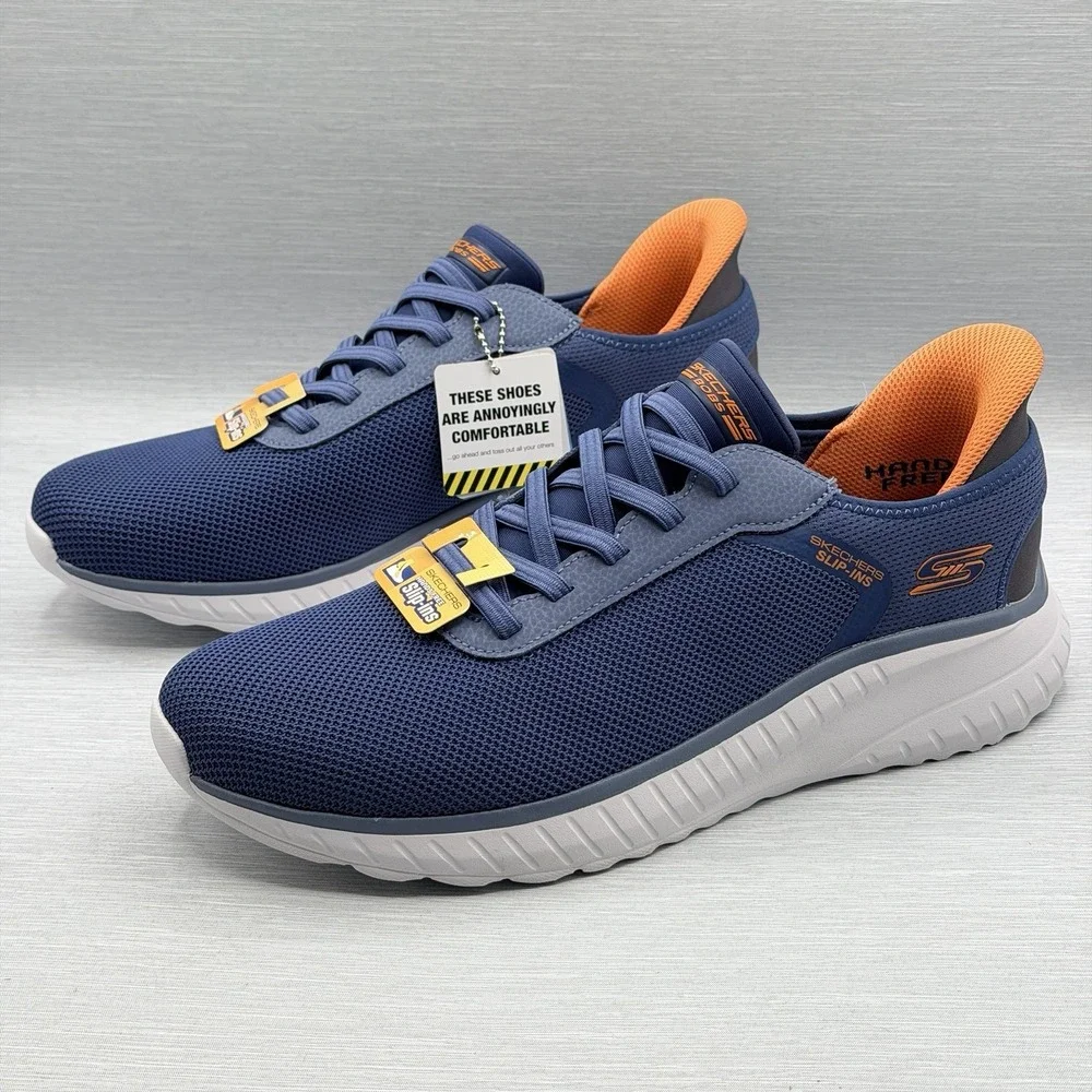 Skechers Slip Ins Men's 10 Sneakers Navy Blue Bobs Breathable Comfort 118311